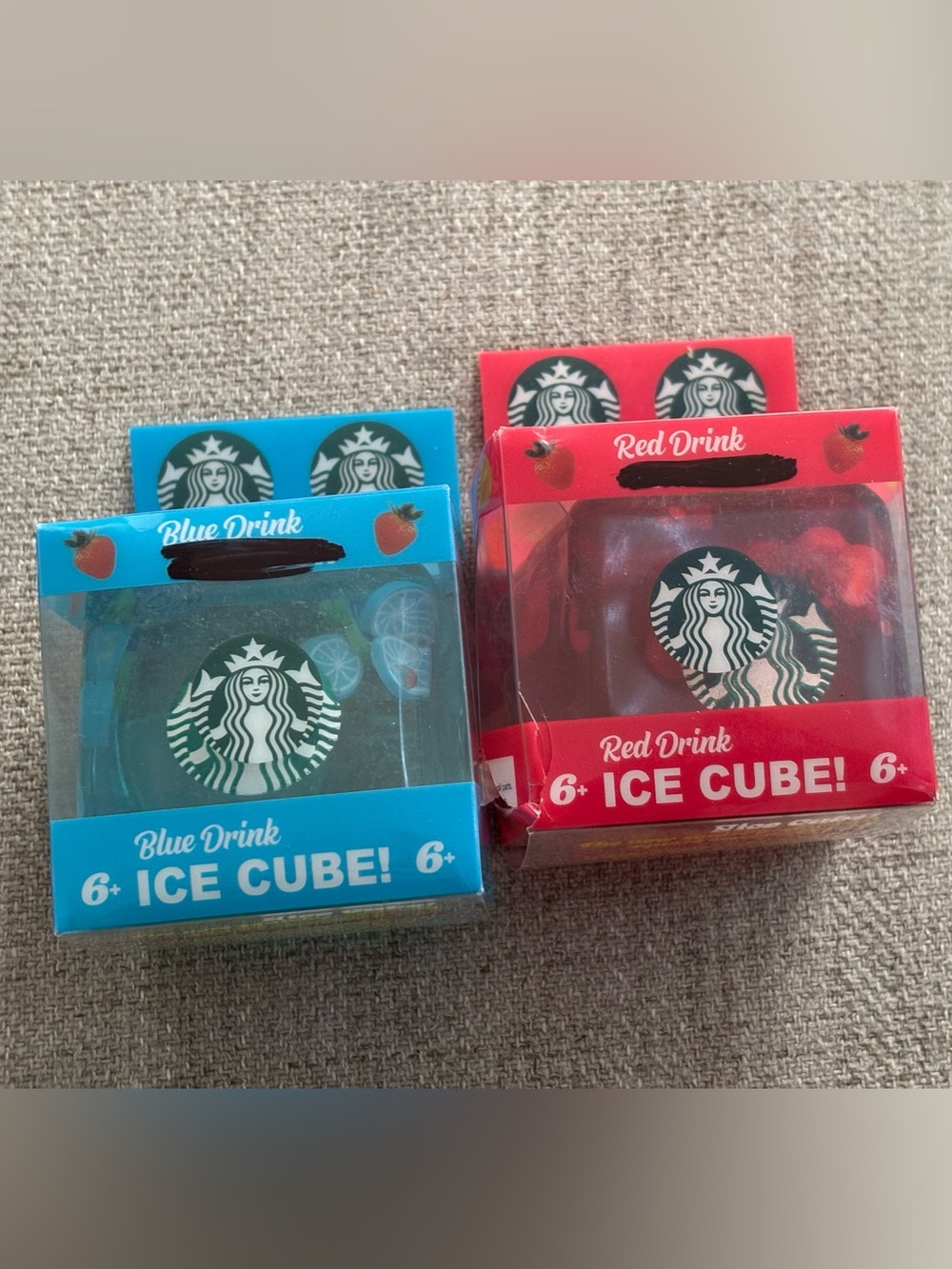 Red and Blue Ice Cube Squishy Toy Bundle -Kids Drink